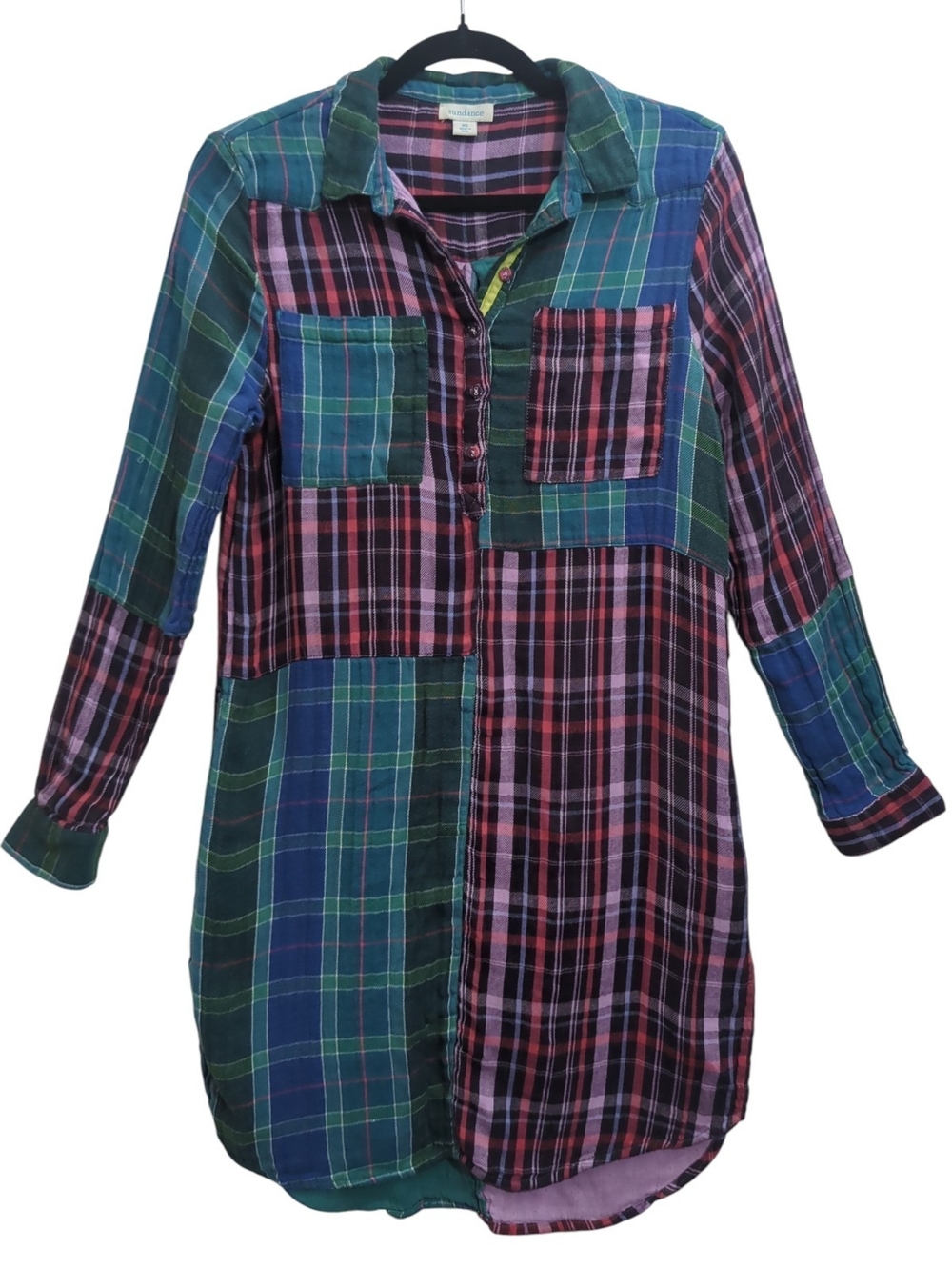Sundance Multi-Color Plaid Mini Dress - Green, Blue, Pink